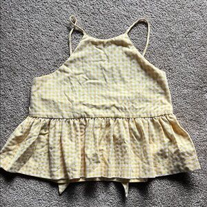 Zara Yellow and White Gingham Blouse